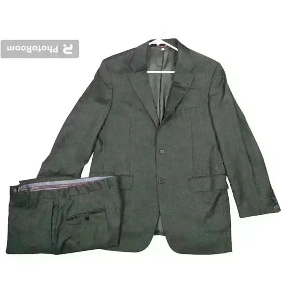 Hickey Freeman Suit Loro Piana Tasmanian Super 150's 40L/W36 Dark Gray - Picture 1 of 16
